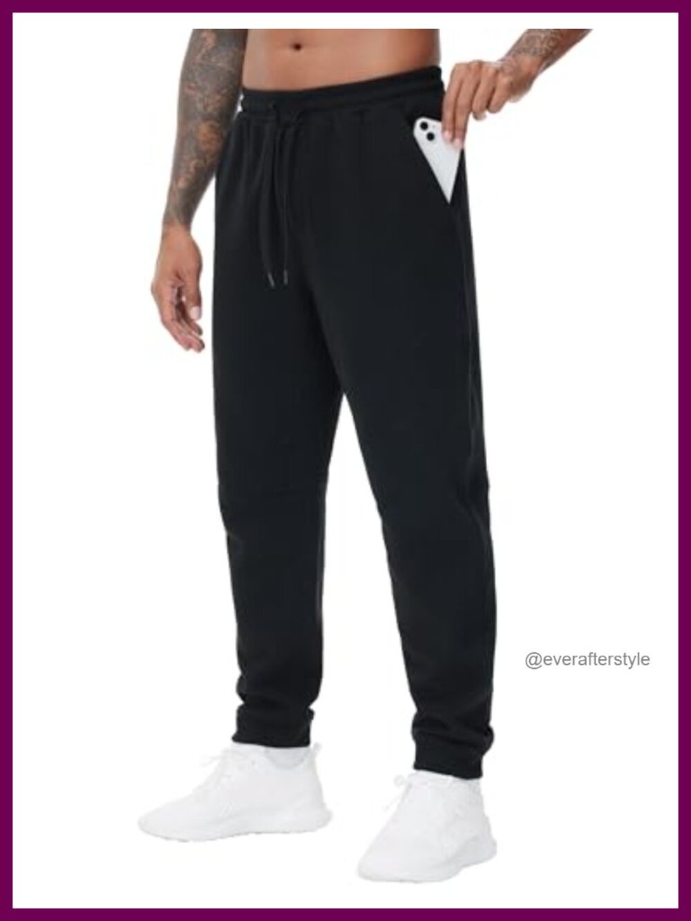 Men's Fleece Sweatpants Tapered Jogger Pants with Pockets